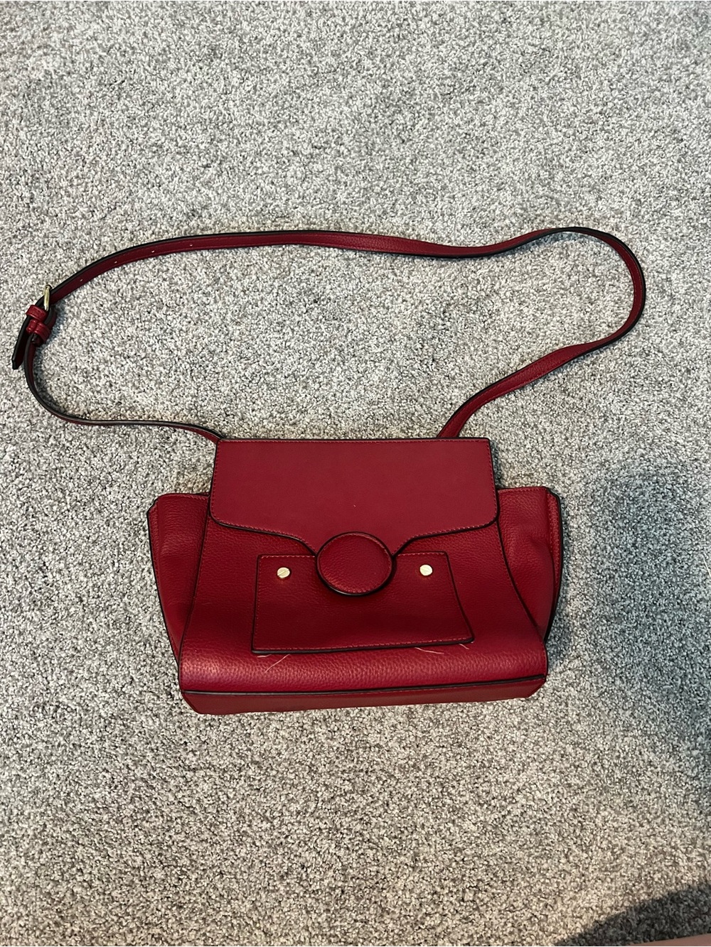 Danielle Nicole Red Leather Crossbody Bag with Gold Accents